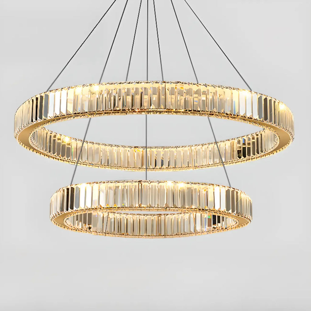Glamorous Dual Glass Loop Modern LED Ring Chandelier