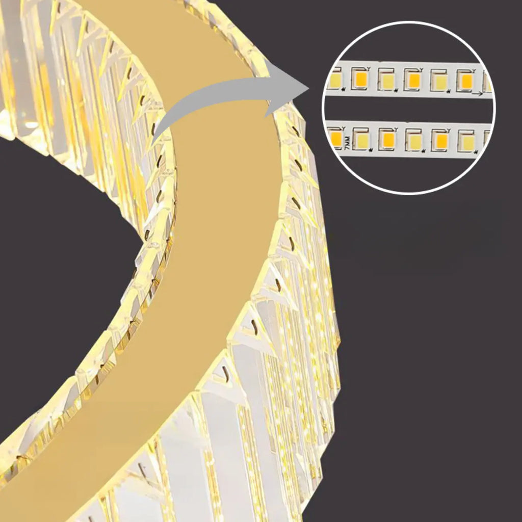 Glamorous Dual Glass Loop Modern LED Ring Chandelier