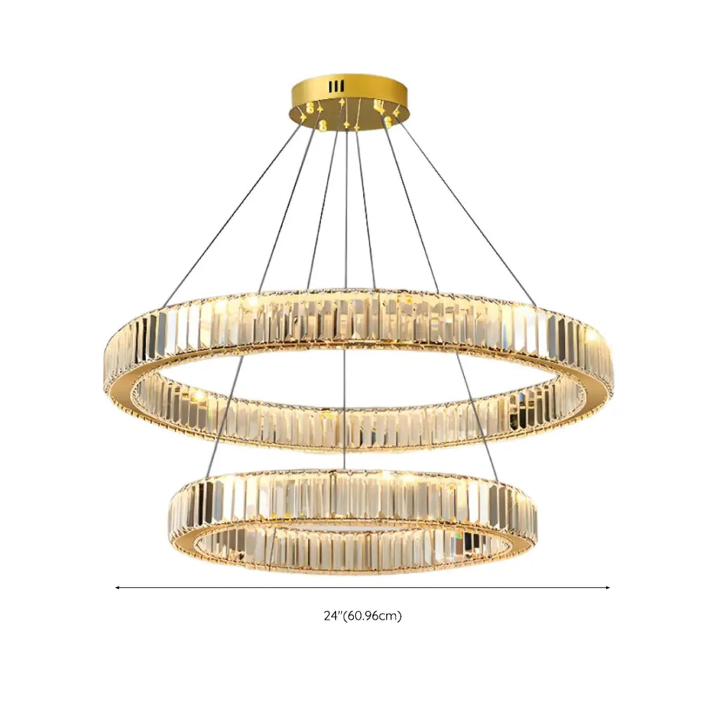 Glamorous Dual Glass Loop Modern LED Ring Chandelier