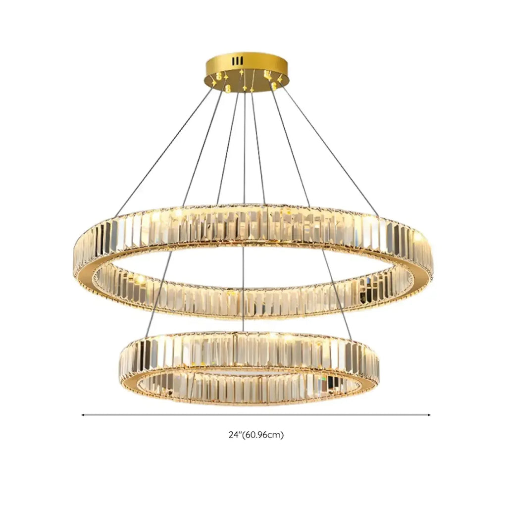Glamorous Dual Glass Loop Modern LED Ring Chandelier