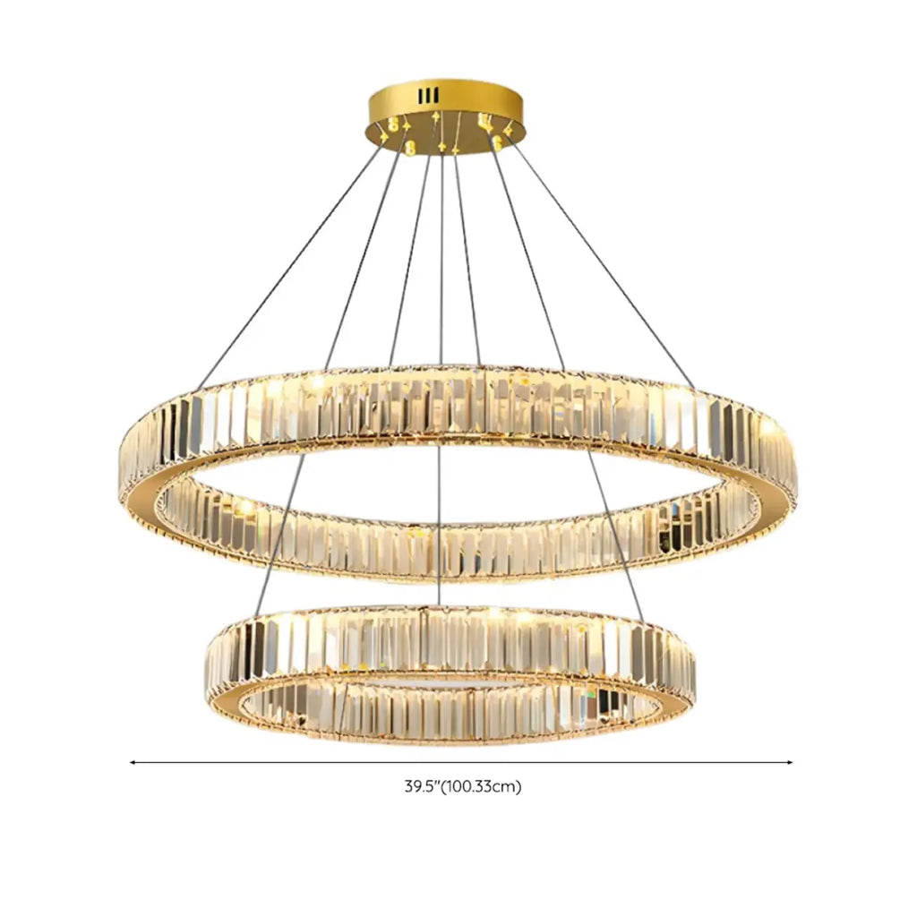 Glamorous Dual Glass Loop Modern LED Ring Chandelier