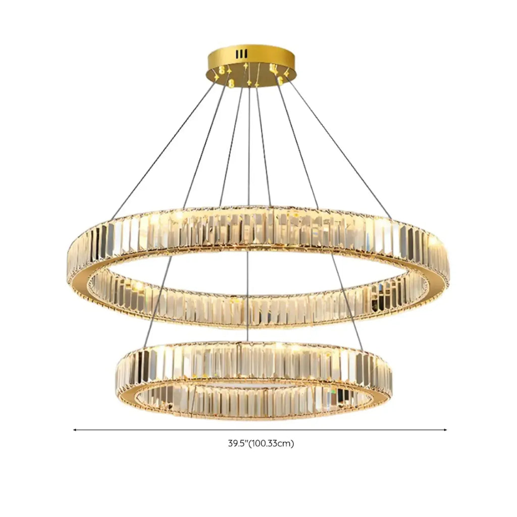Glamorous Dual Glass Loop Modern LED Ring Chandelier