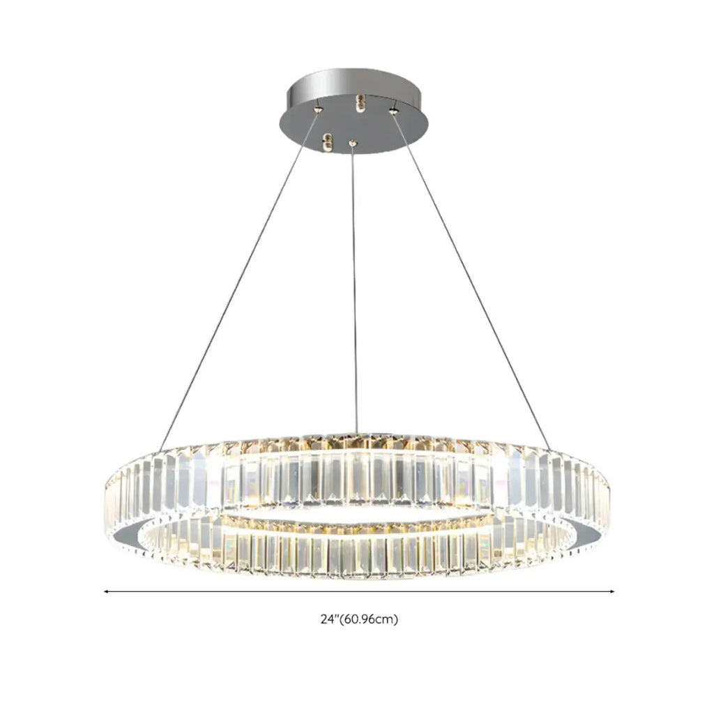 Glamorous Dual Glass Loop Modern LED Ring Chandelier