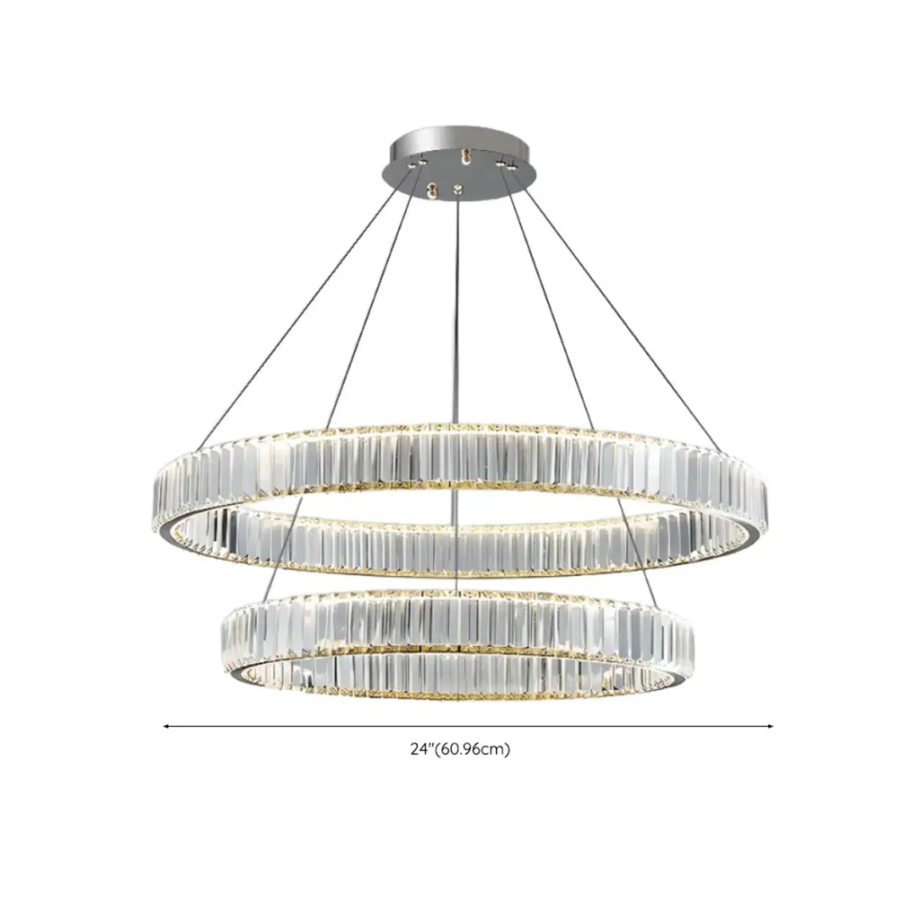 Glamorous Dual Glass Loop Modern LED Ring Chandelier