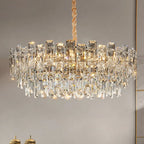 Glamorous Metal Large Round Crystal Chandelier