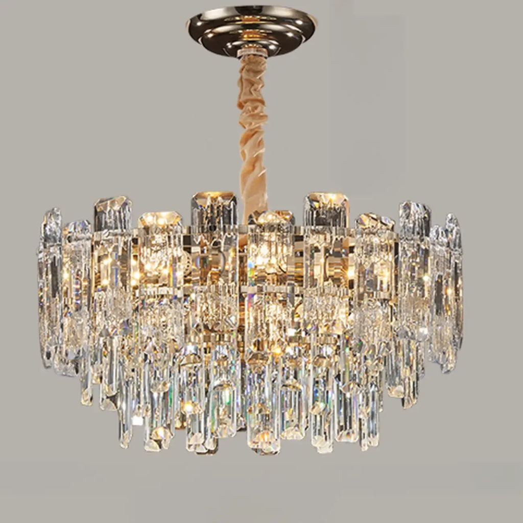 Glamorous Metal Large Round Crystal Chandelier