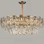 Glamorous Metal Large Round Crystal Chandelier