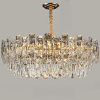 Glamorous Metal Large Round Crystal Chandelier