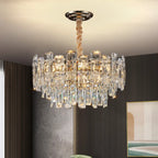 Glamorous Metal Large Round Crystal Chandelier