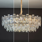 Glamorous Metal Large Round Crystal Chandelier