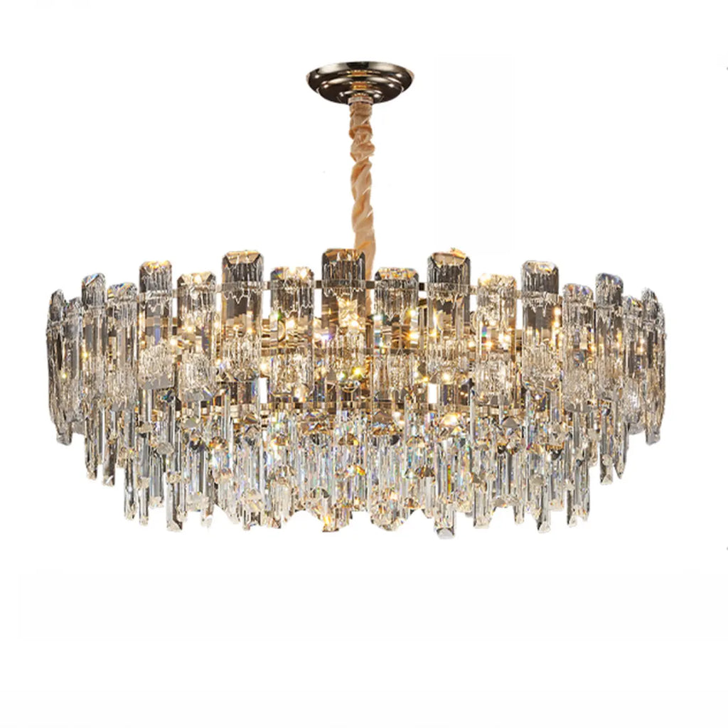 Glamorous Metal Large Round Crystal Chandelier