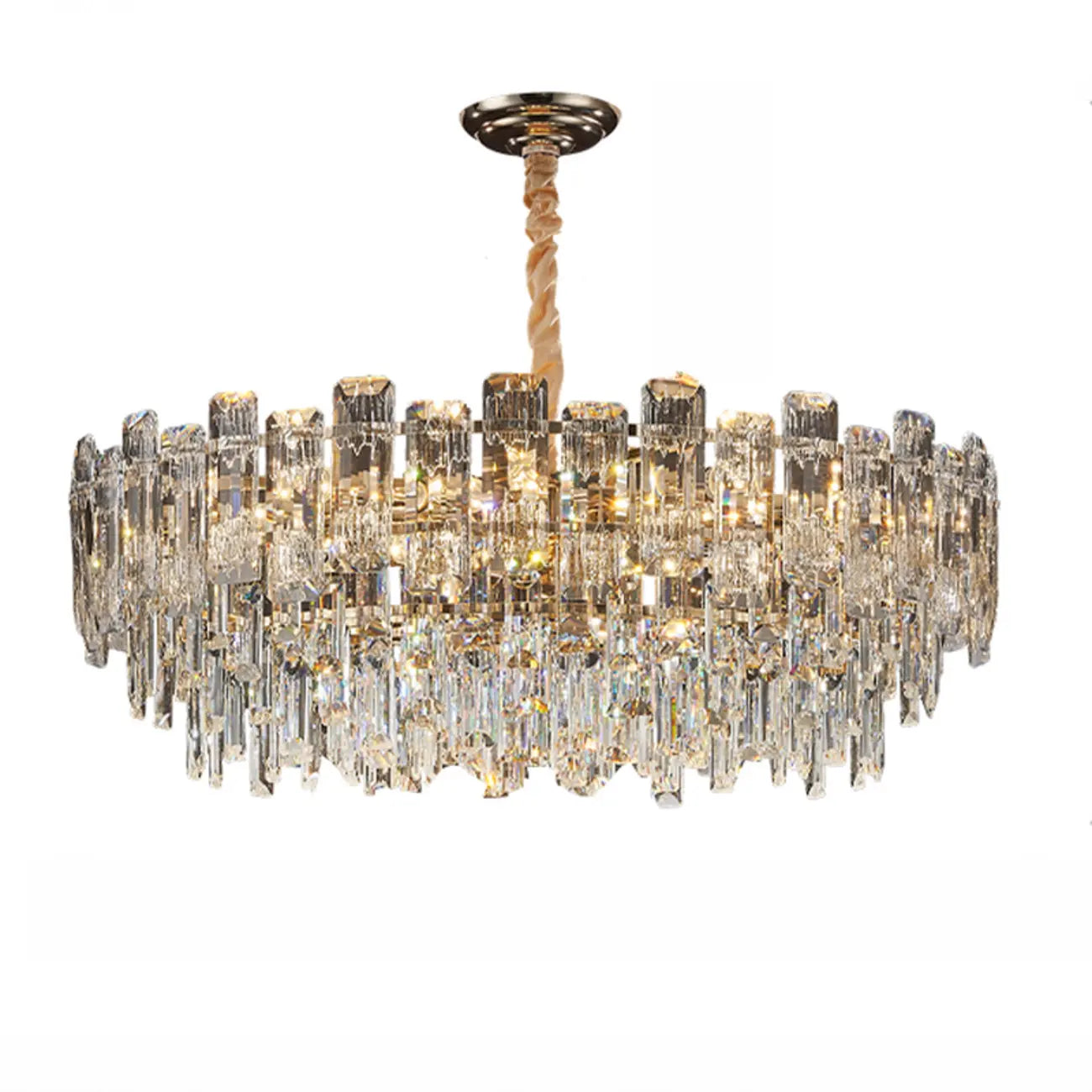 Glamorous Metal Large Round Crystal Chandelier