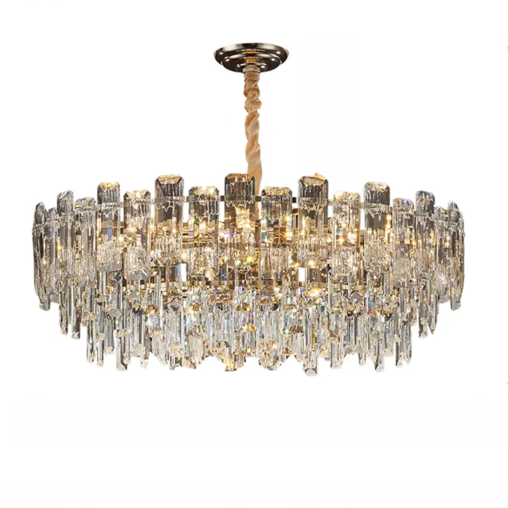 Glamorous Metal Large Round Crystal Chandelier