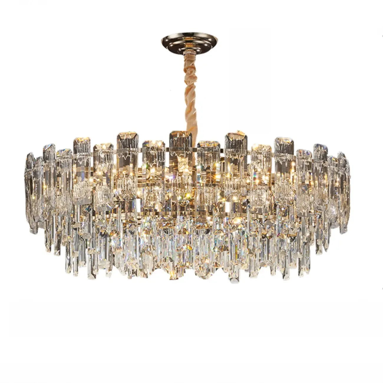 Glamorous Metal Large Round Crystal Chandelier