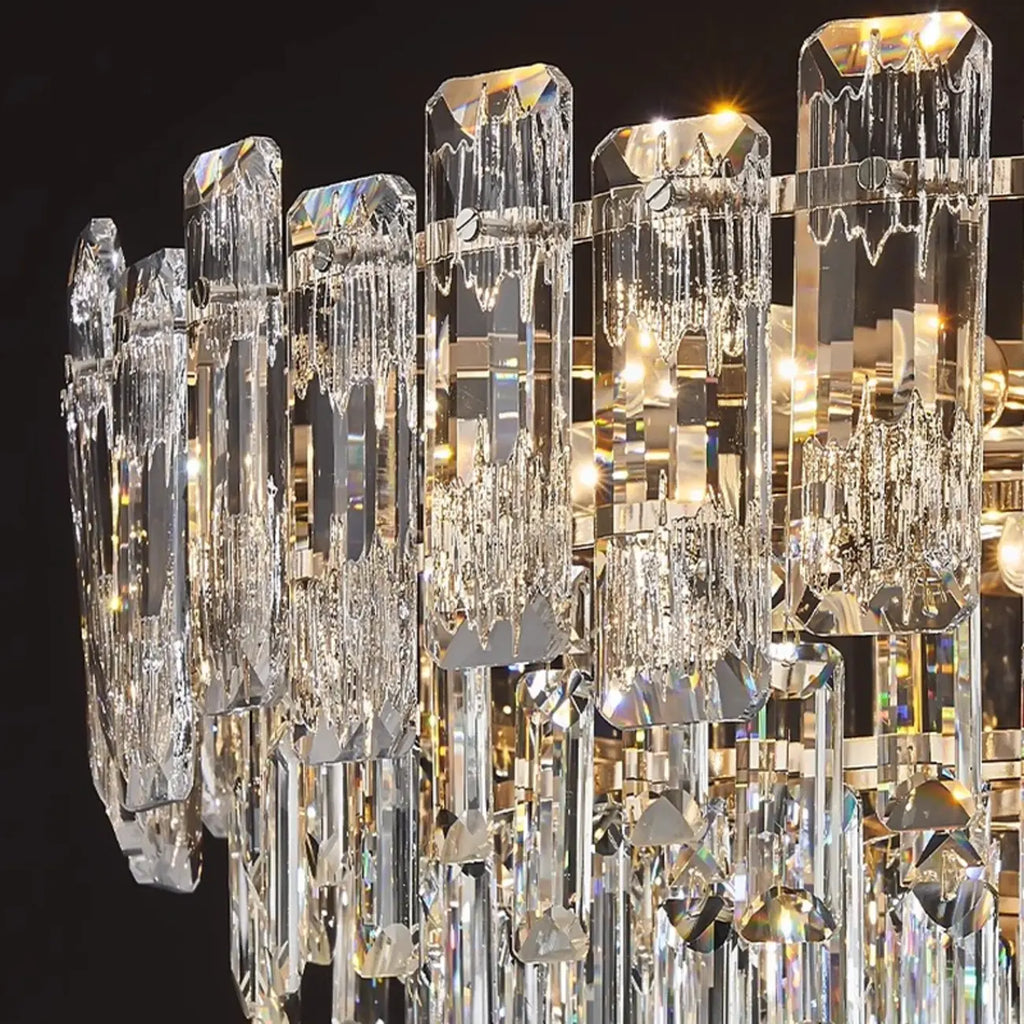 Glamorous Metal Large Round Crystal Chandelier