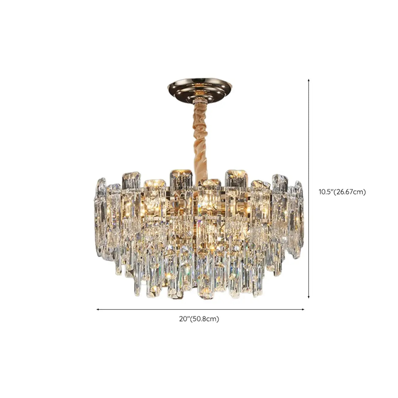 Glamorous Metal Large Round Crystal Chandelier