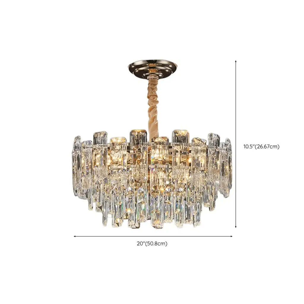 Glamorous Metal Large Round Crystal Chandelier