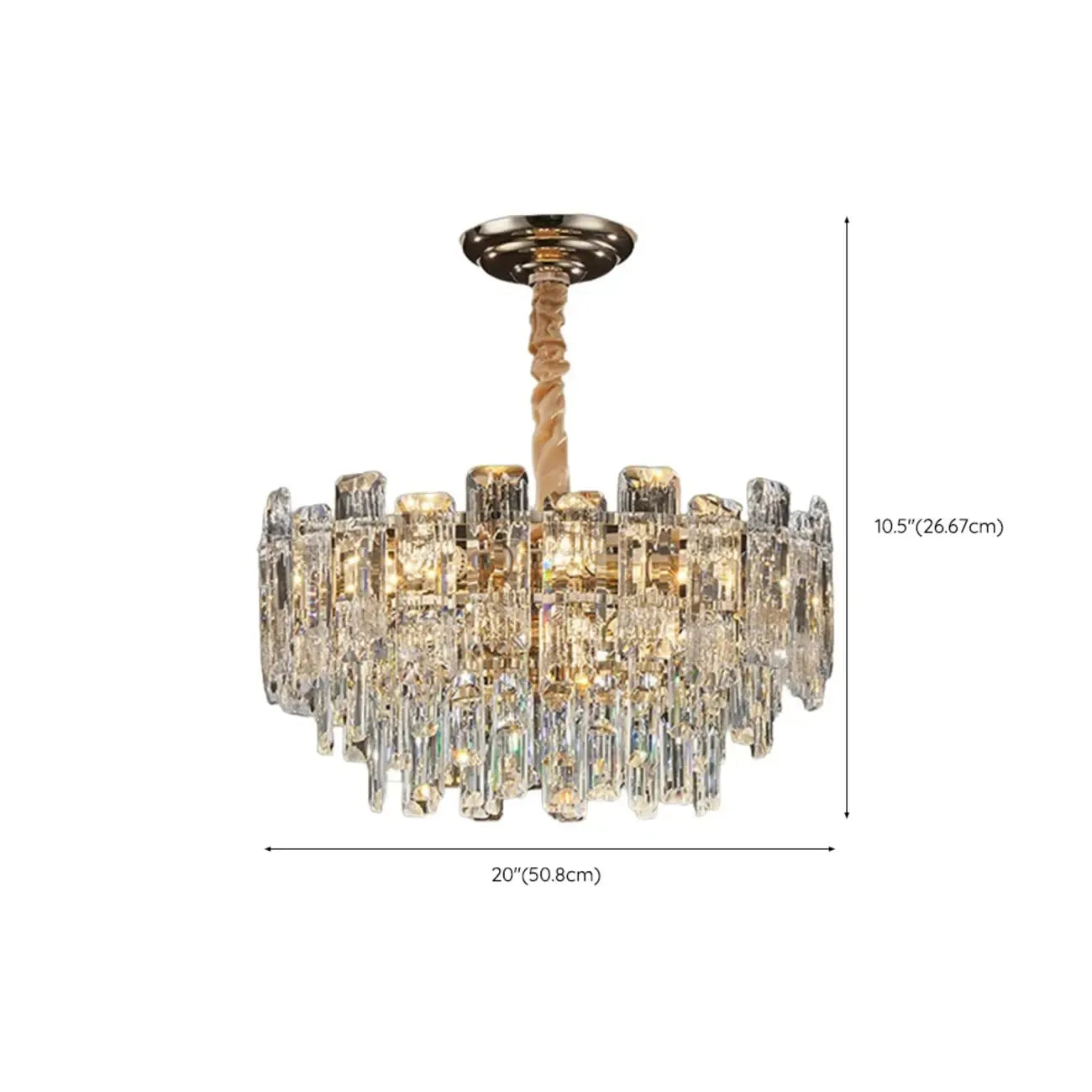 Glamorous Metal Large Round Crystal Chandelier