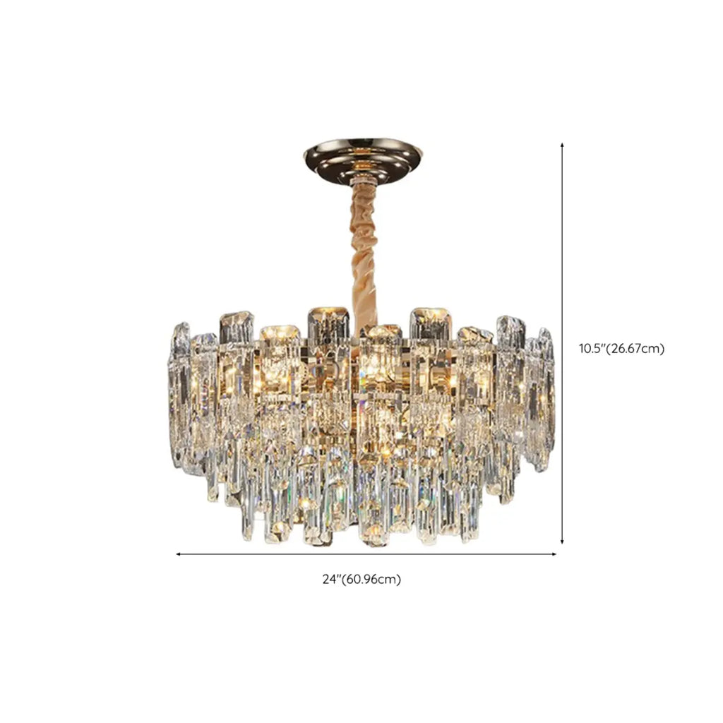 Glamorous Metal Large Round Crystal Chandelier