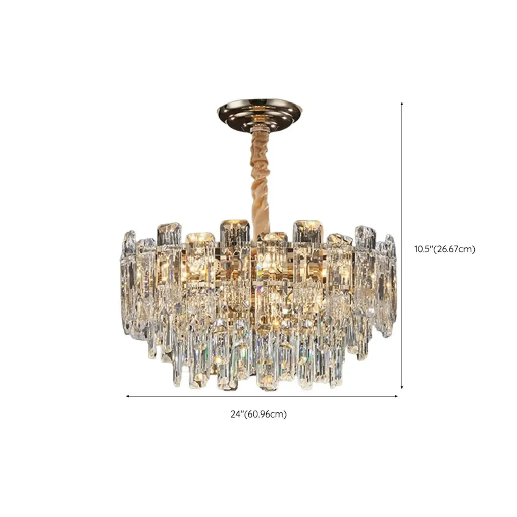 Glamorous Metal Large Round Crystal Chandelier