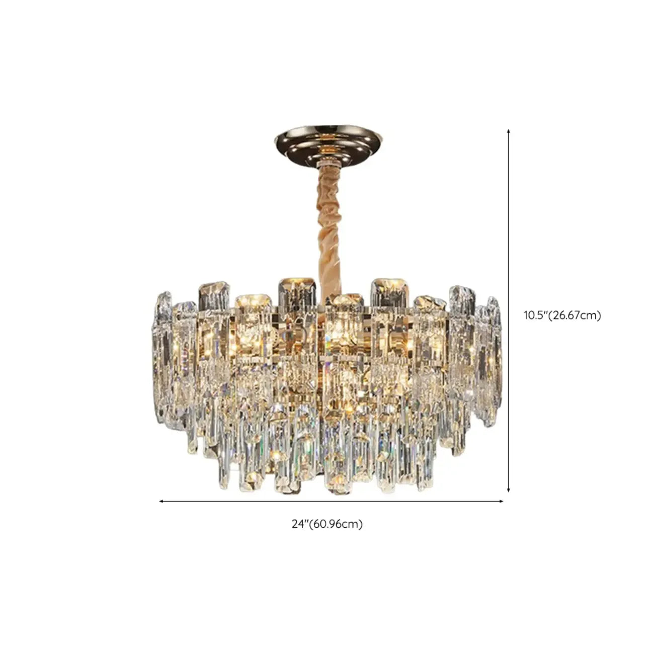 Glamorous Metal Large Round Crystal Chandelier