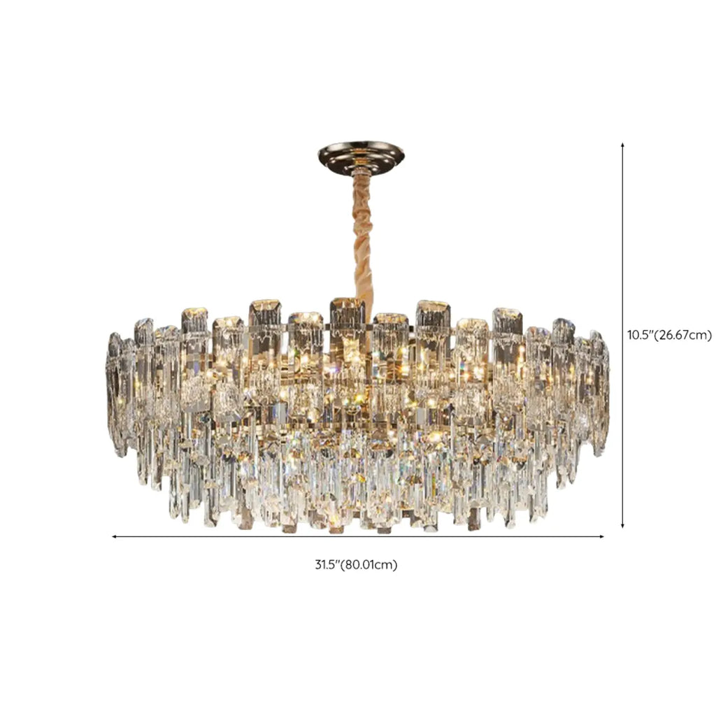 Glamorous Metal Large Round Crystal Chandelier