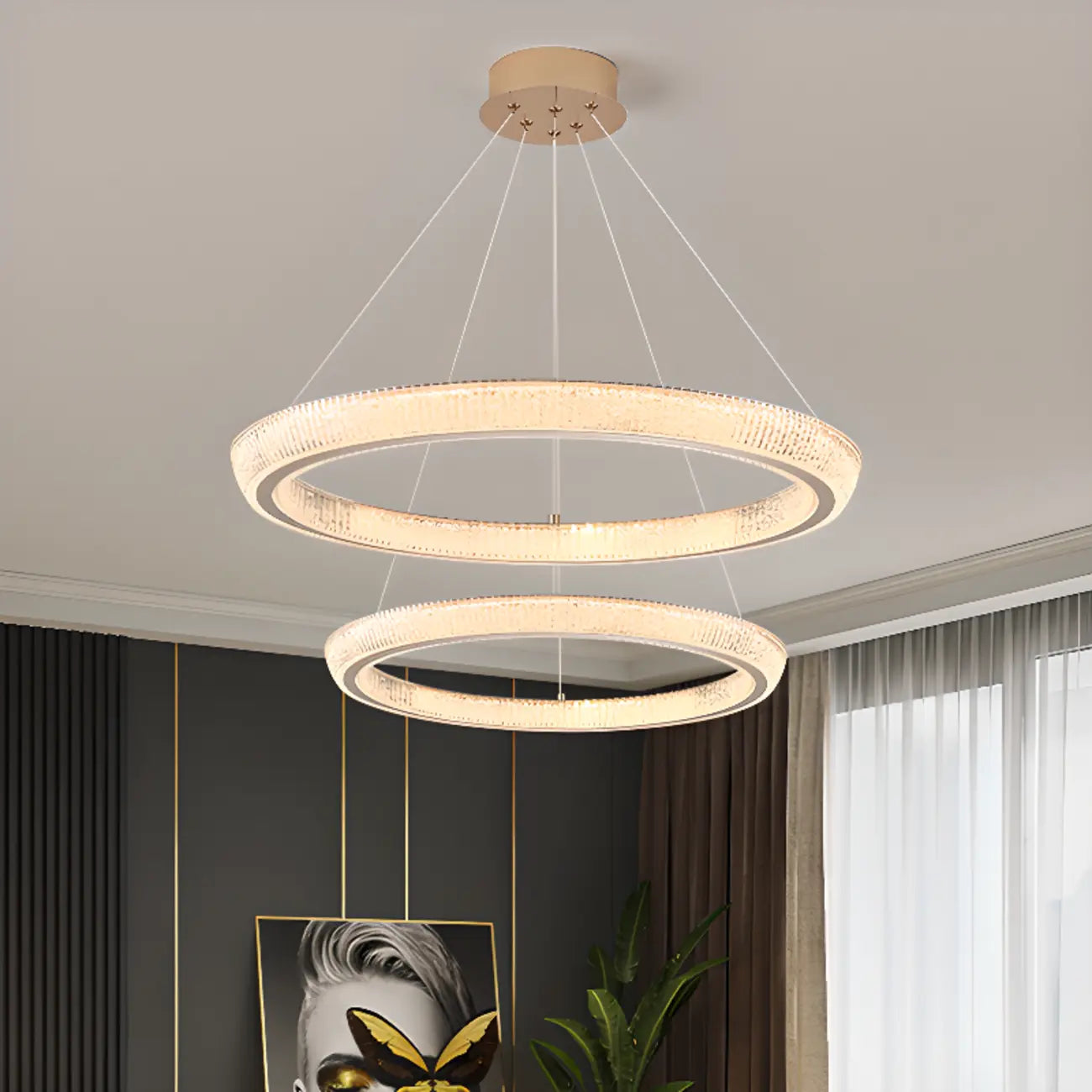 Gold Multi-Circle Glamorous Crystal LED Chandelier