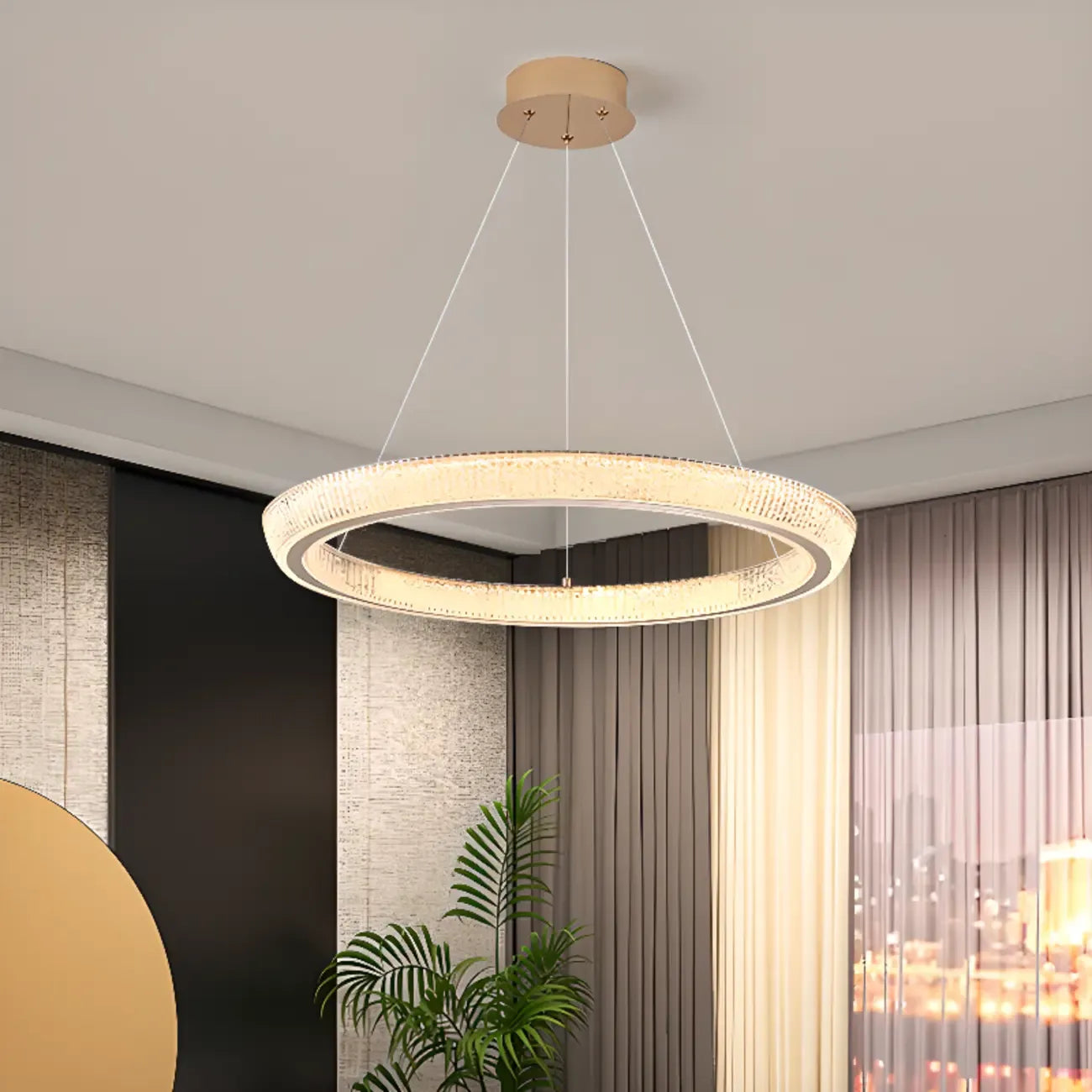 Gold Multi-Circle Glamorous Crystal LED Chandelier