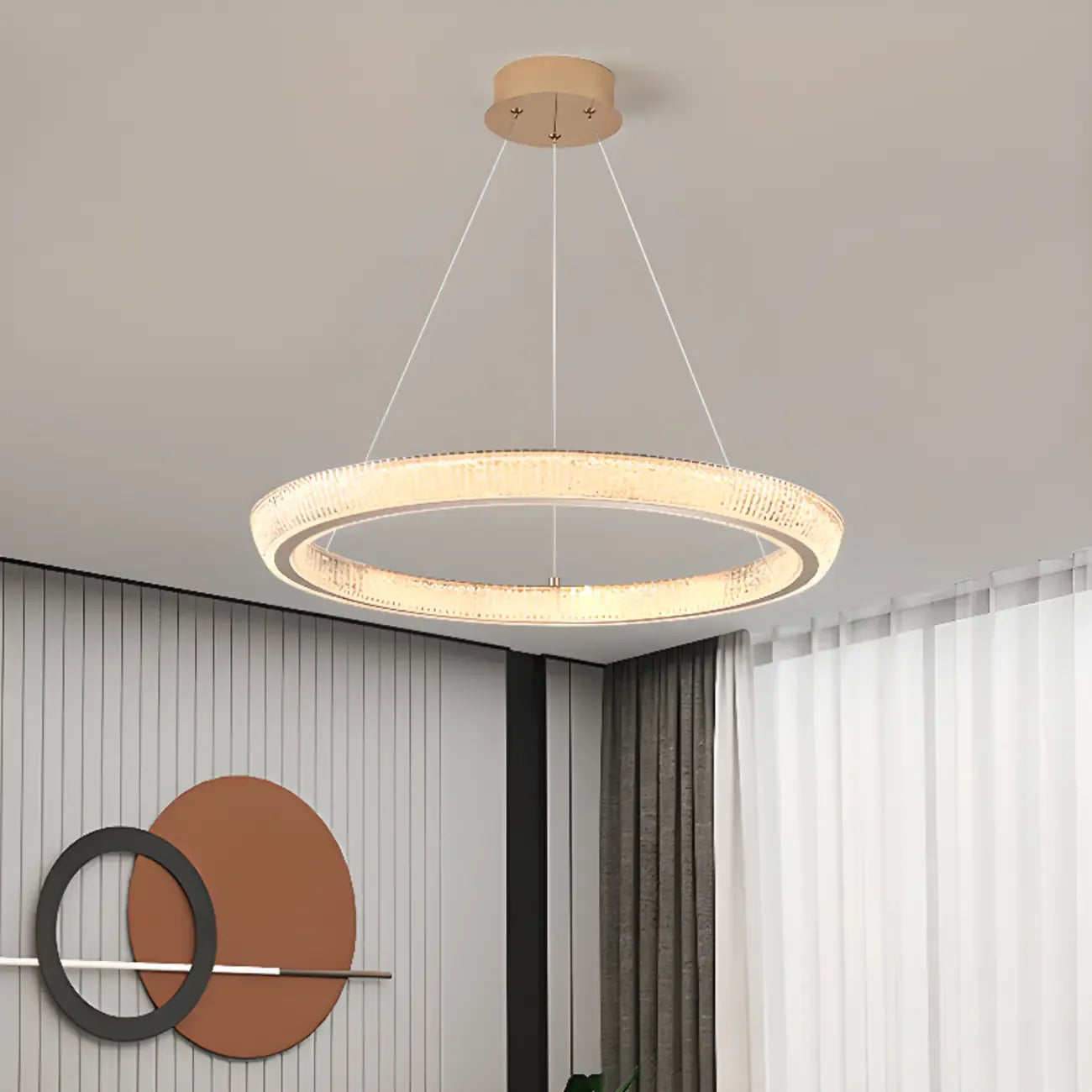 Gold Multi-Circle Glamorous Crystal LED Chandelier