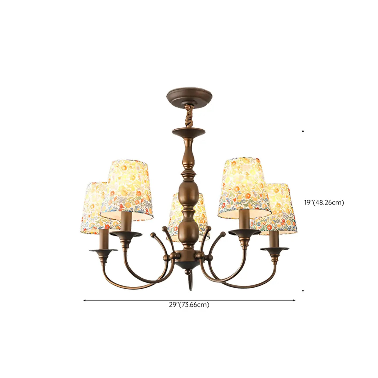 Rustic Bronze Flower Pattern Fabric Barrel Chandelier