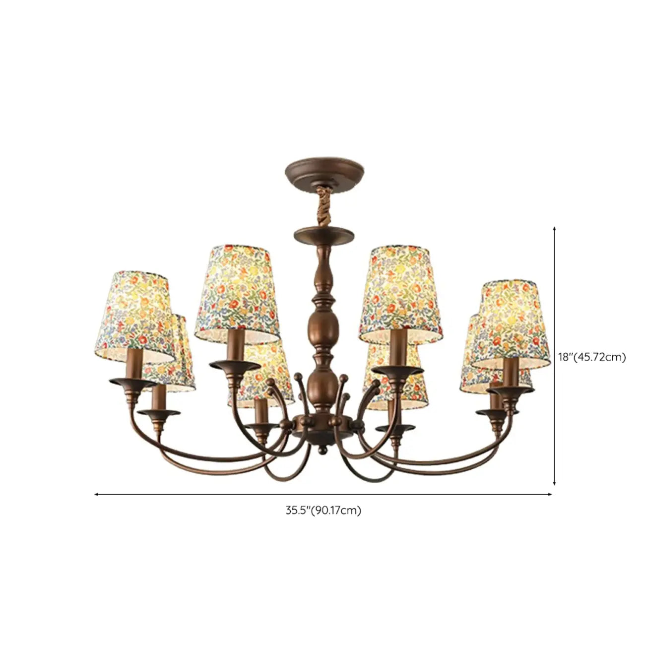 Rustic Bronze Flower Pattern Fabric Barrel Chandelier