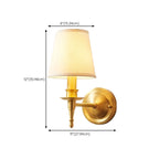 Traditional White Fabric Shade Golden Wall Sconce