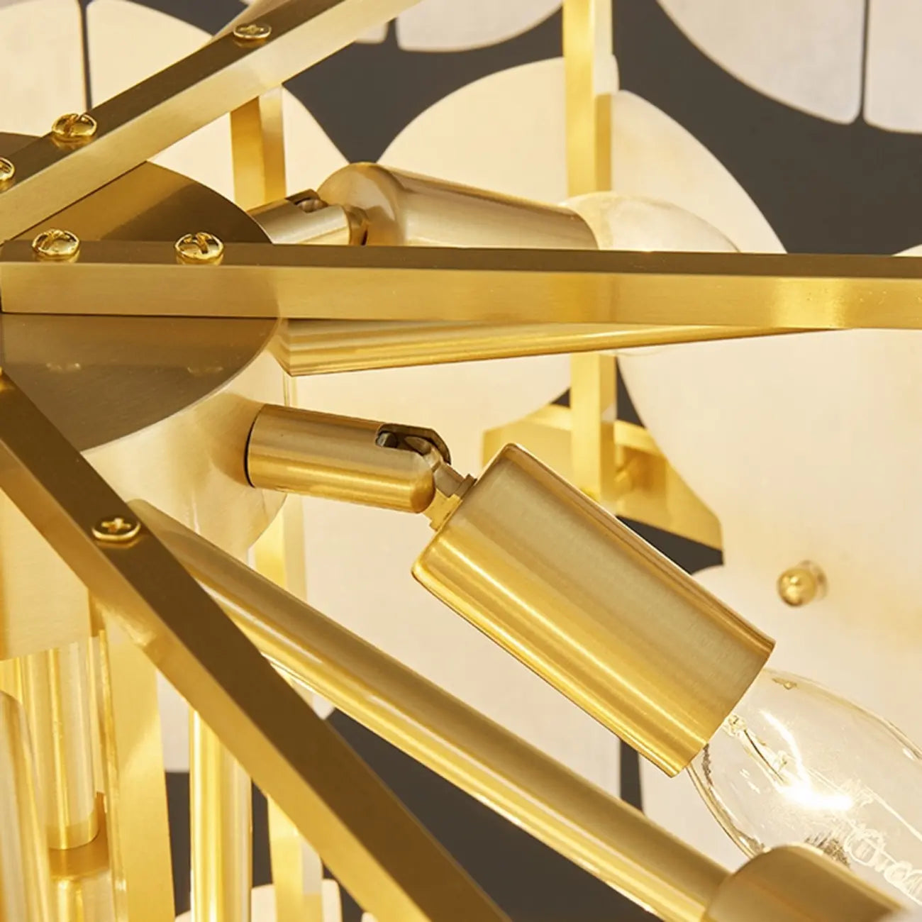 Luxurious Round Gold Tiered Alabaster Chandelier