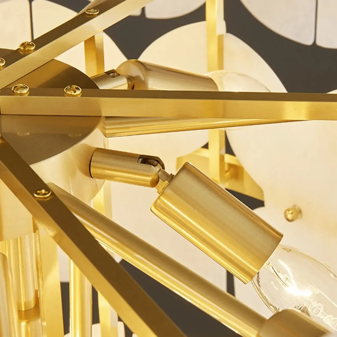 Luxurious Round Gold Tiered Alabaster Chandelier