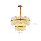 Luxurious Round Gold Tiered Alabaster Chandelier