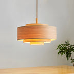 3 Tiers Solid Wood Pendant Lighting Adjustable Height