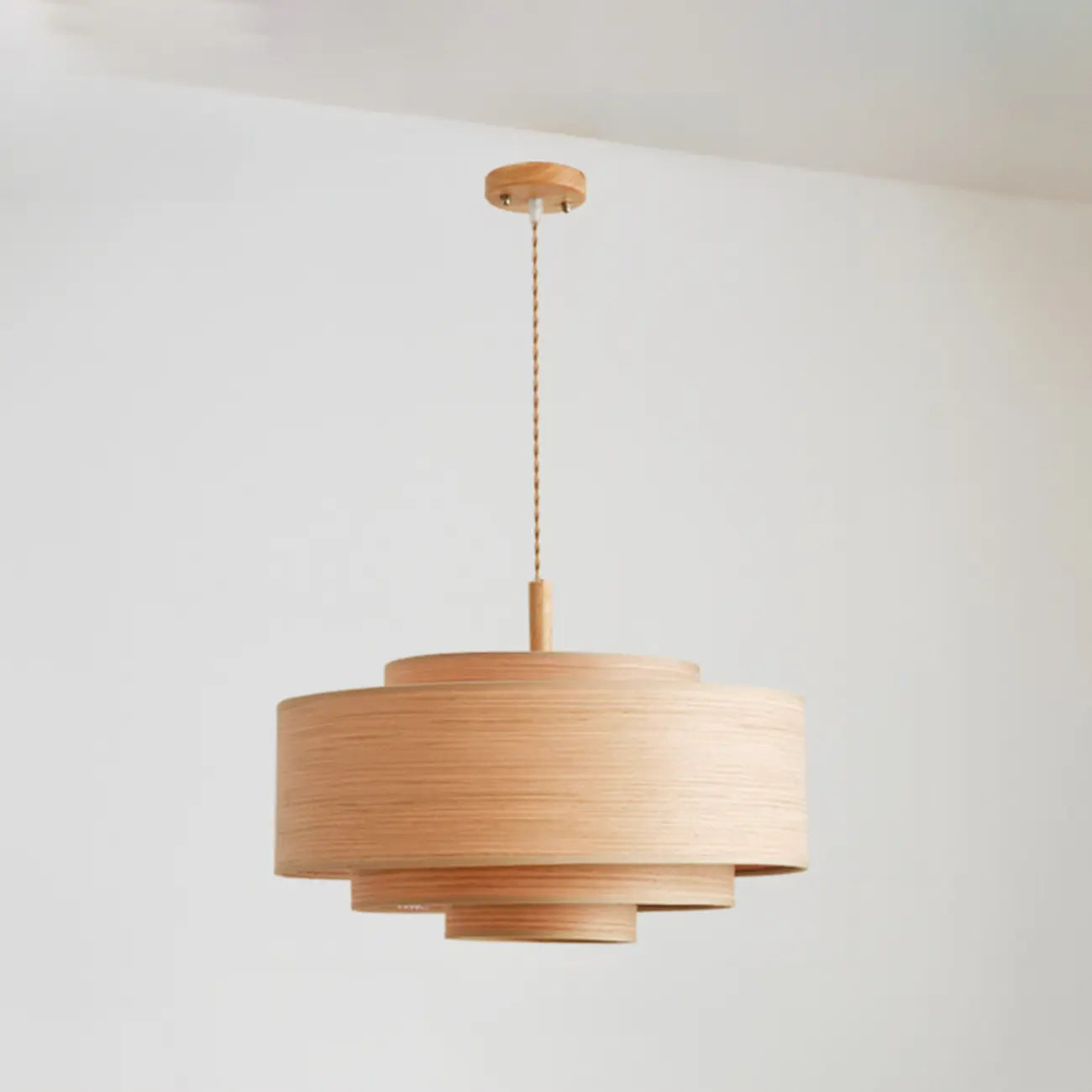 3 Tiers Solid Wood Pendant Lighting Adjustable Height
