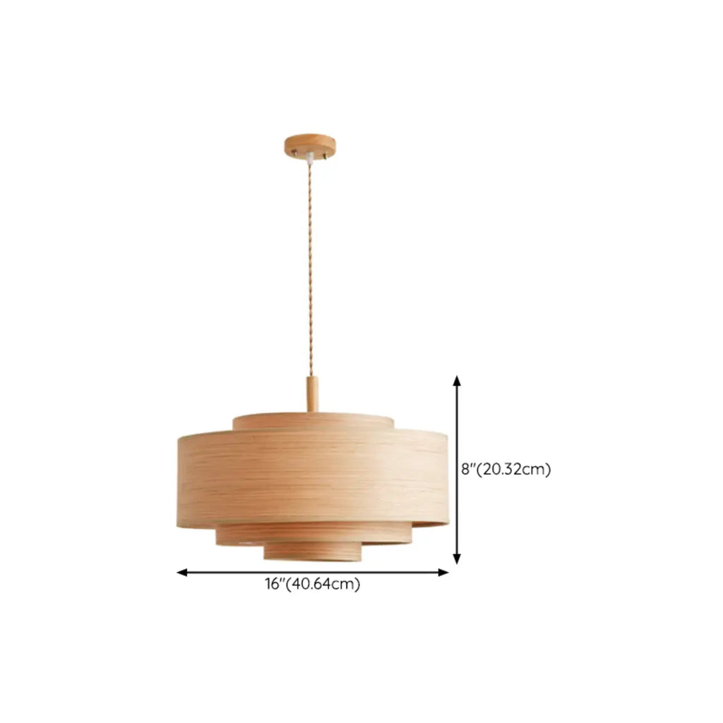 3 Tiers Solid Wood Pendant Lighting Adjustable Height