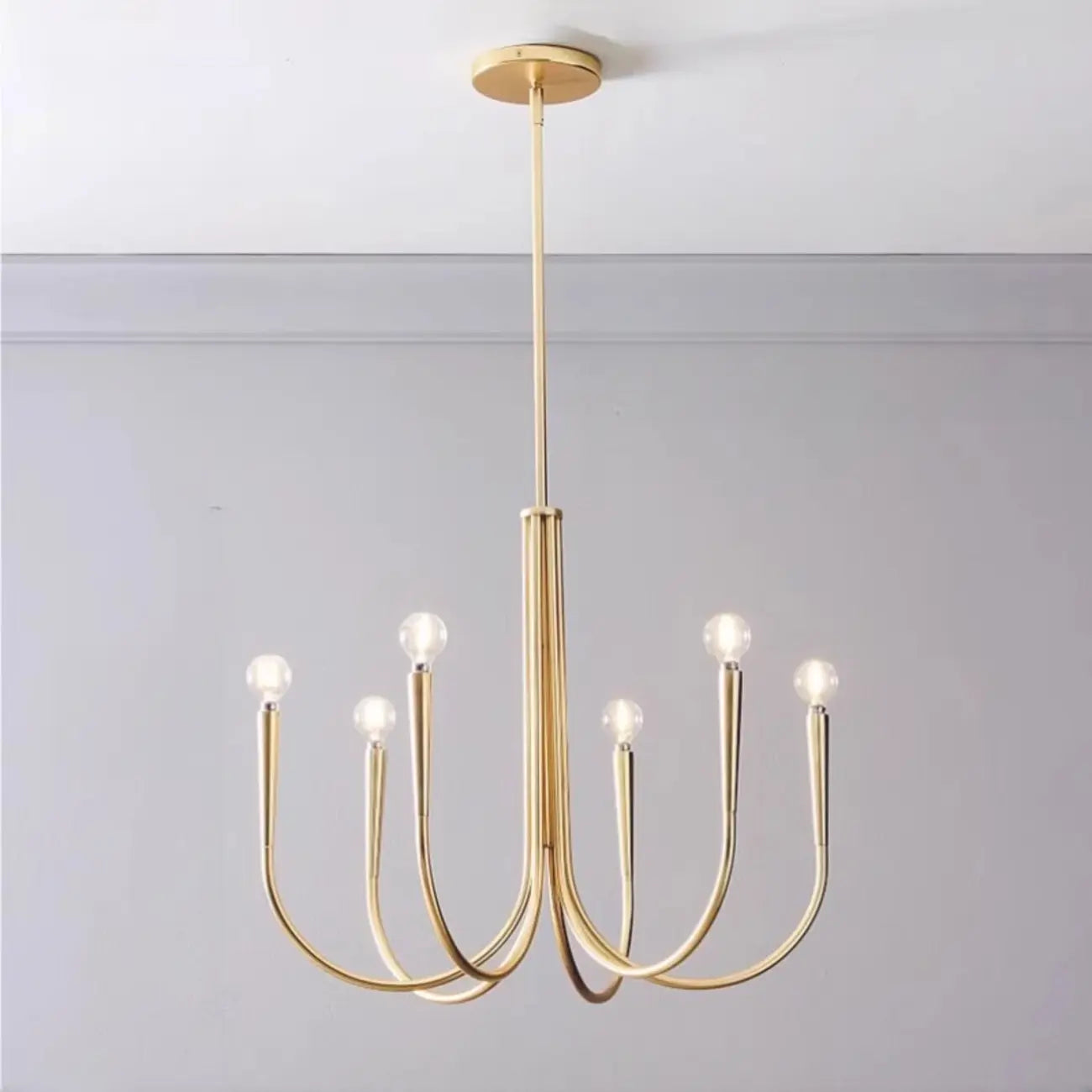Gold Geometric Modern 6-Light Chandelier for Indoor Decor