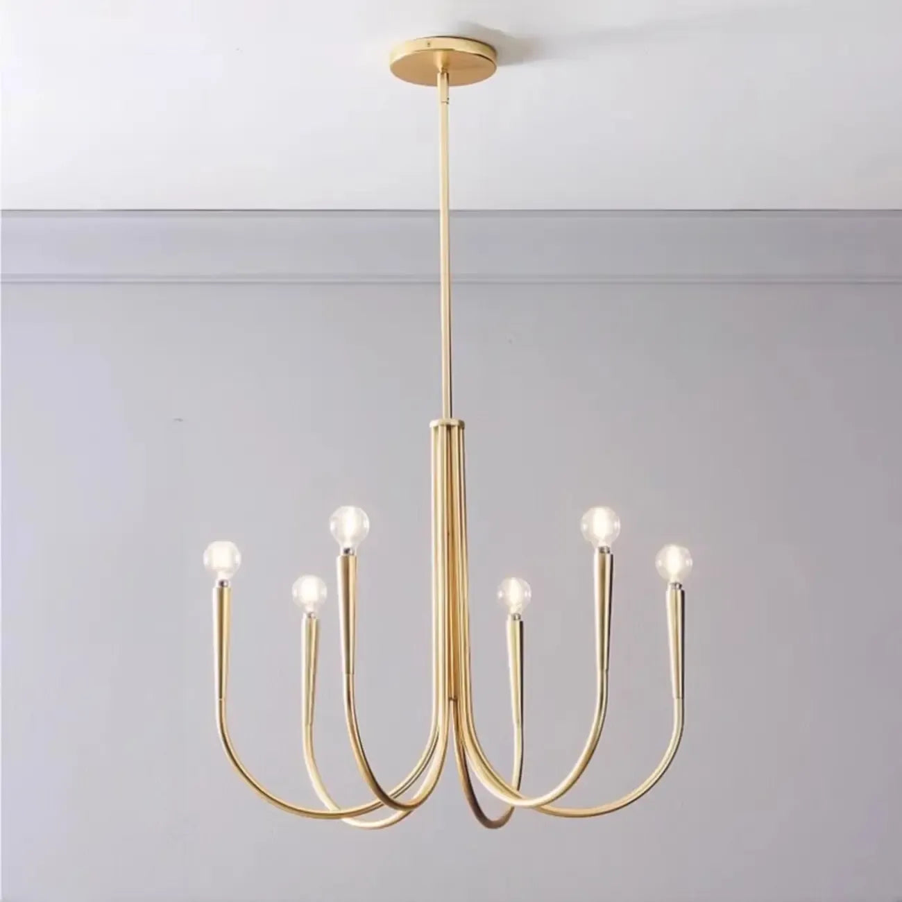 Gold Geometric Modern 6-Light Chandelier for Indoor Decor