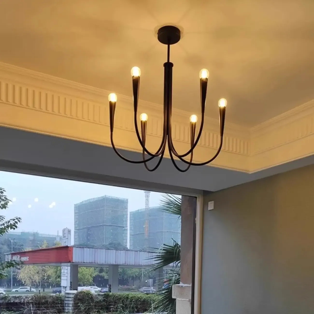 Gold Geometric Modern 6-Light Chandelier for Indoor Decor