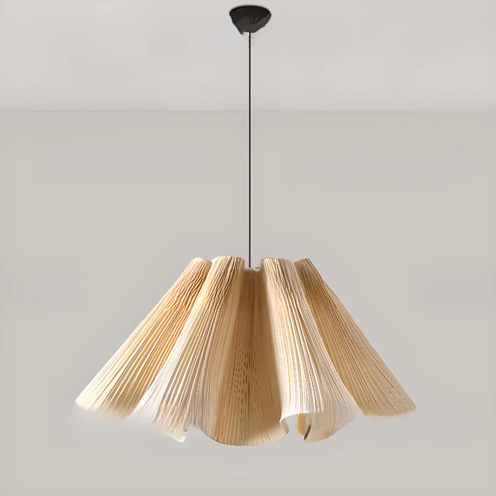 Modern Beige Fabric Pleated Adjustable Pendant Light