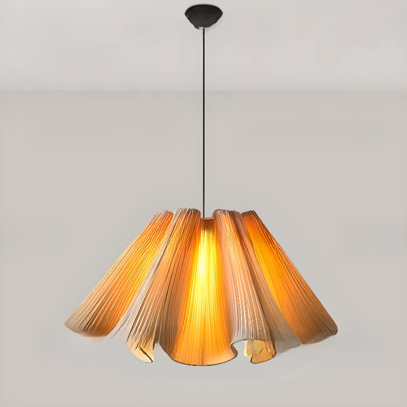 Modern Beige Fabric Pleated Adjustable Pendant Light