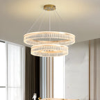 Dimmable Circle Gold Crystal Modern LED Chandeliers
