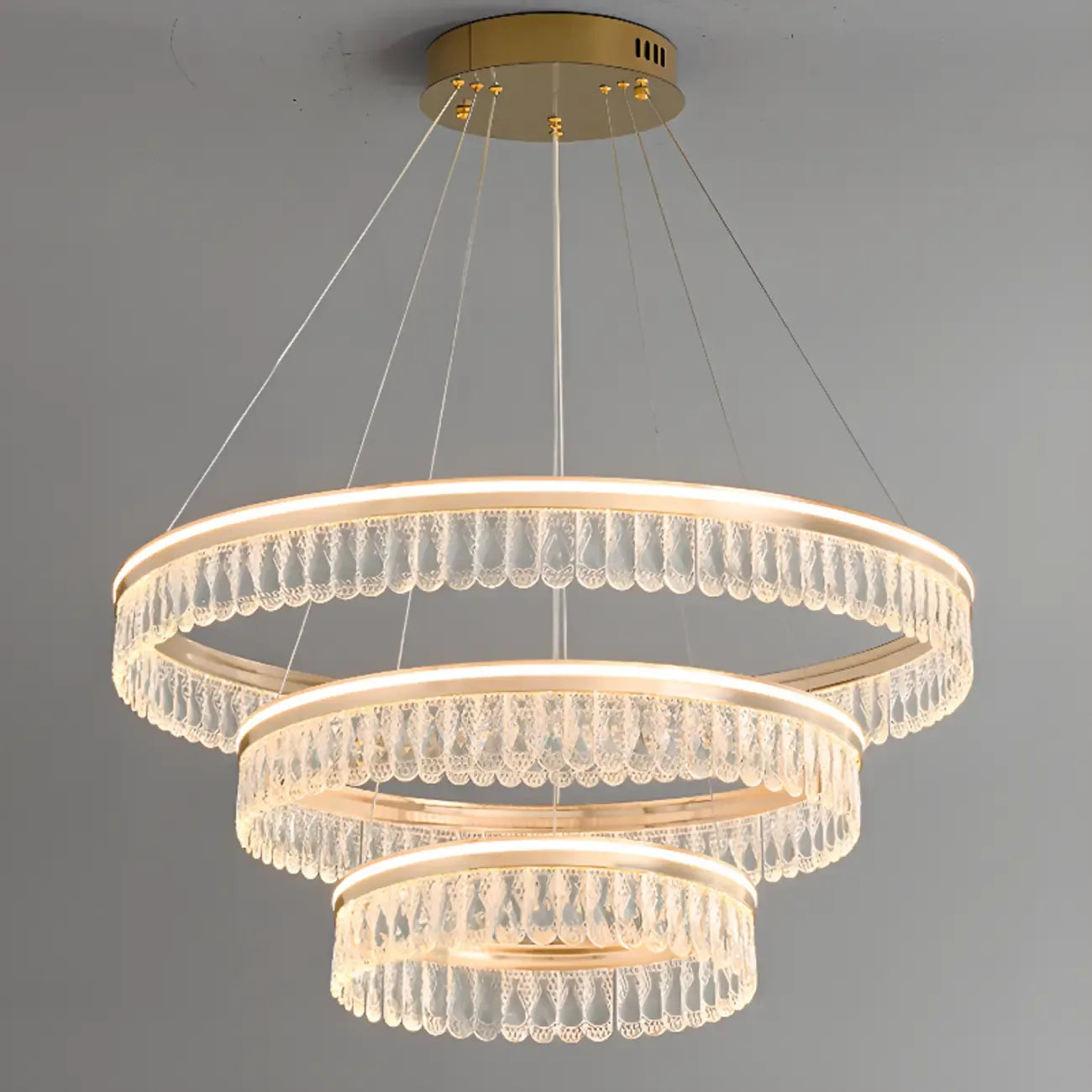 Dimmable Circle Gold Crystal Modern LED Chandeliers
