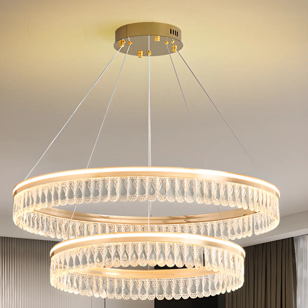 Dimmable Circle Gold Crystal Modern LED Chandeliers