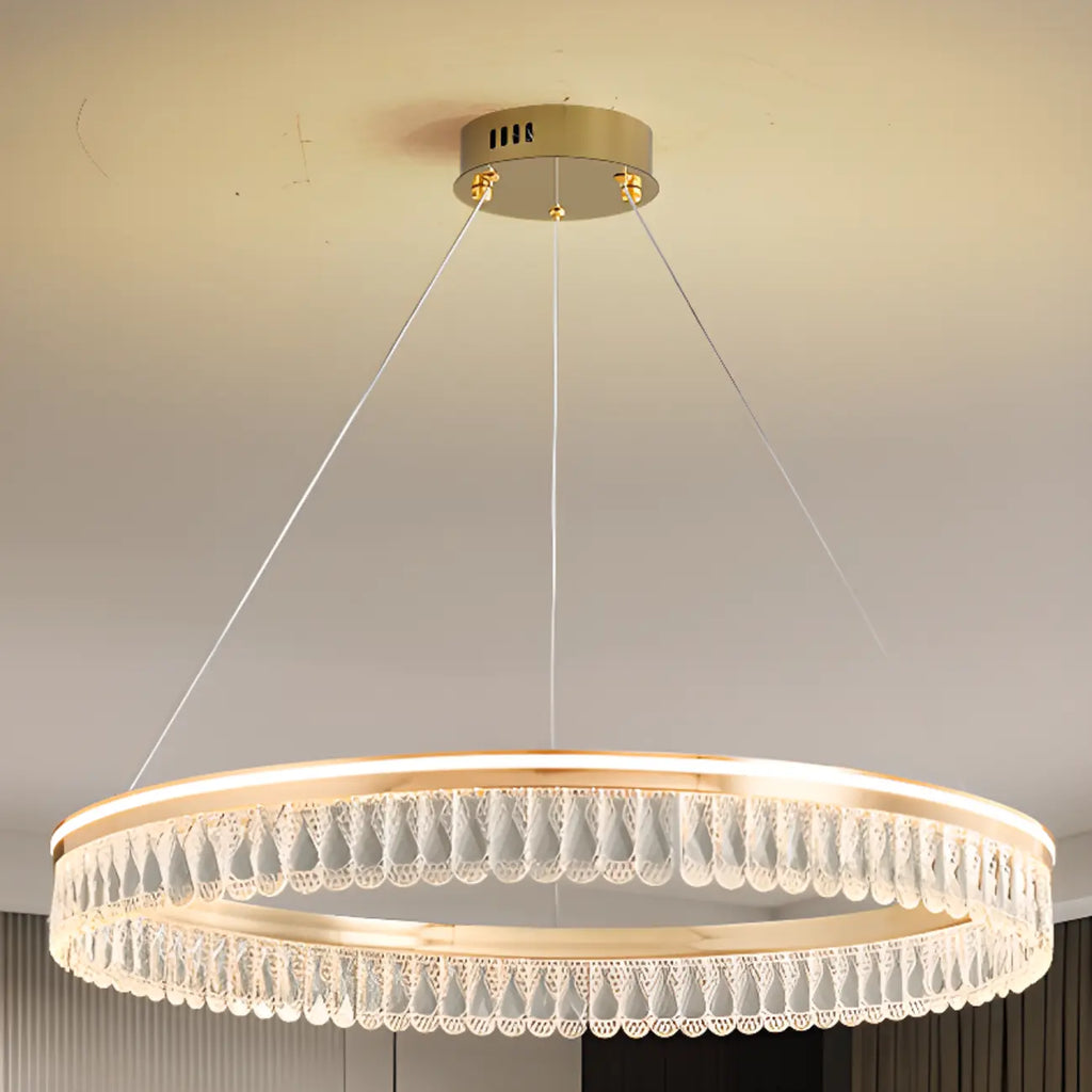 Dimmable Circle Gold Crystal Modern LED Chandeliers