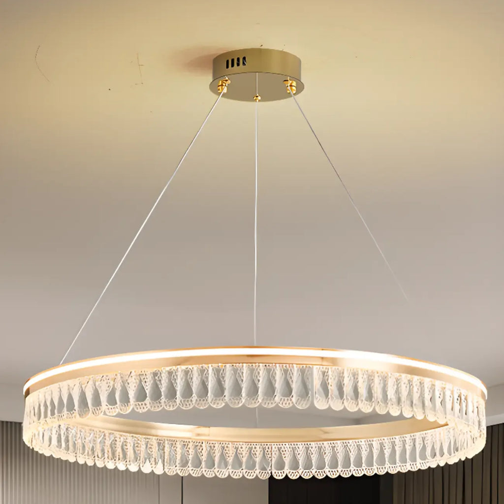 Dimmable Circle Gold Crystal Modern LED Chandeliers