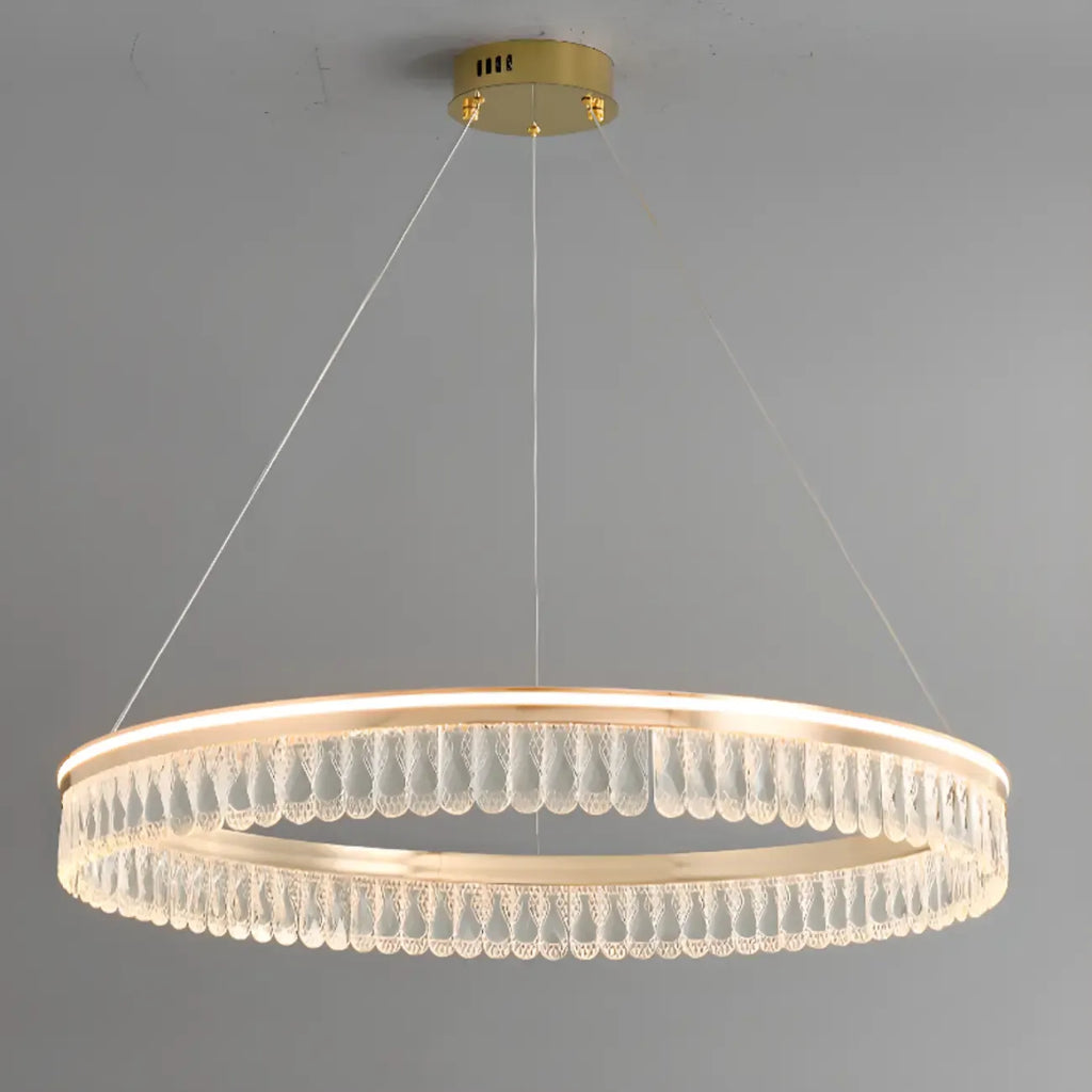 Dimmable Circle Gold Crystal Modern LED Chandeliers