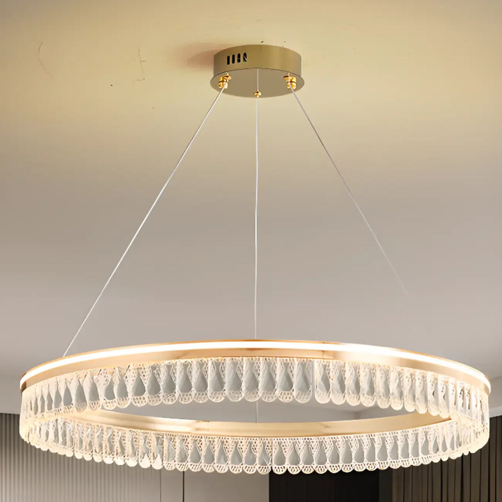 Dimmable Circle Gold Crystal Modern LED Chandeliers
